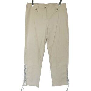 ISIS Los Angeles Pants Medium x 30" Khaki Mid Rise Lace-up convertible to crop